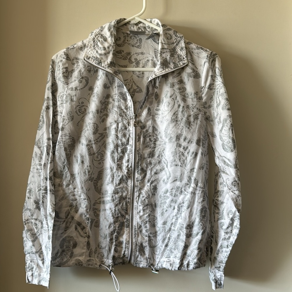 Chico's Lightweight Cotton Floral Zip Jacket